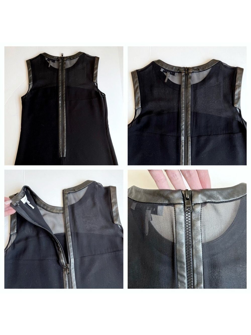 Sandro Leather Trim Flounce Dress - Picture 9 of 11
